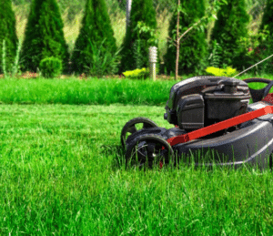 Mowing grass