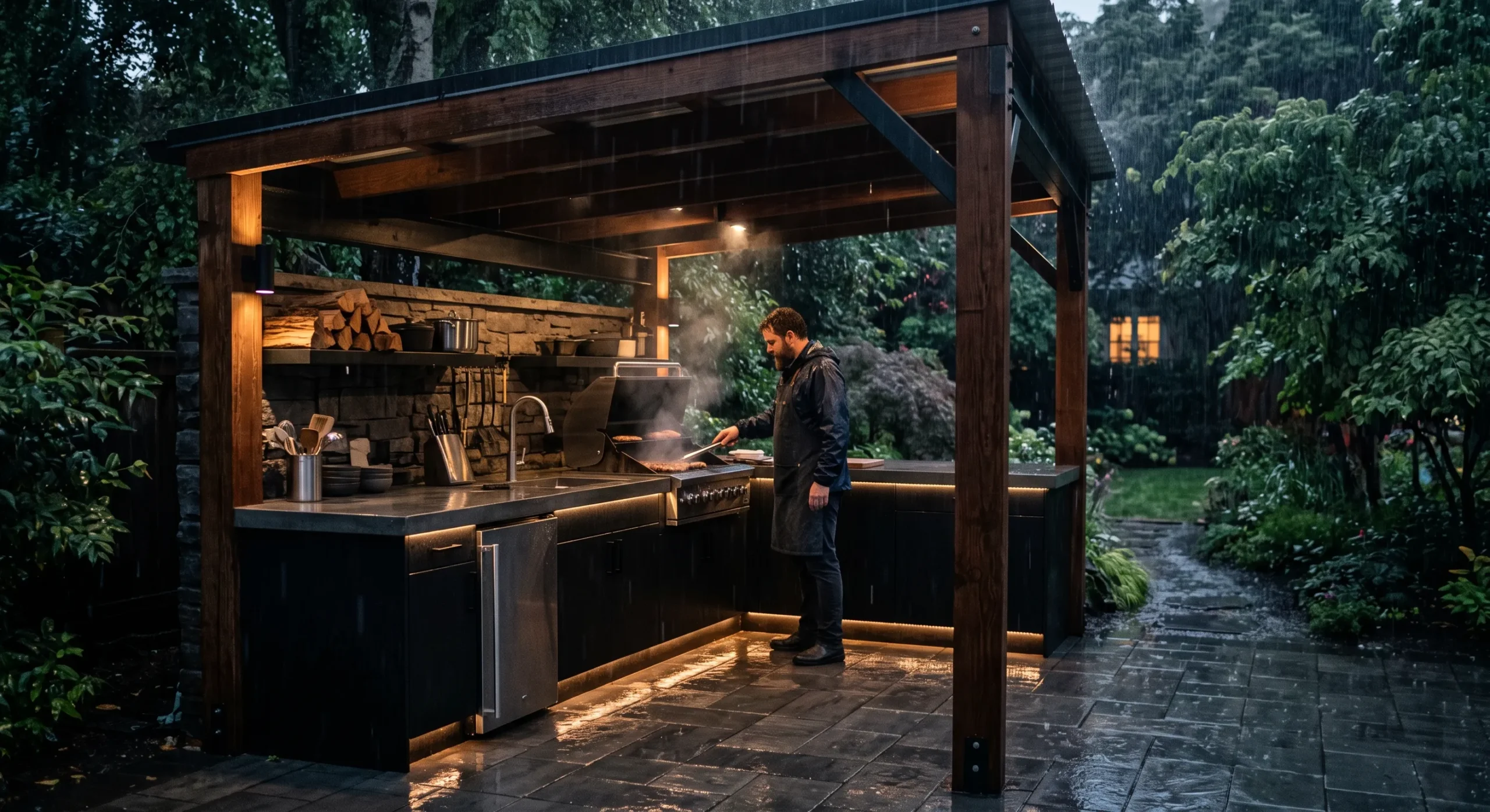 generate an image of modern outdoor kitchen